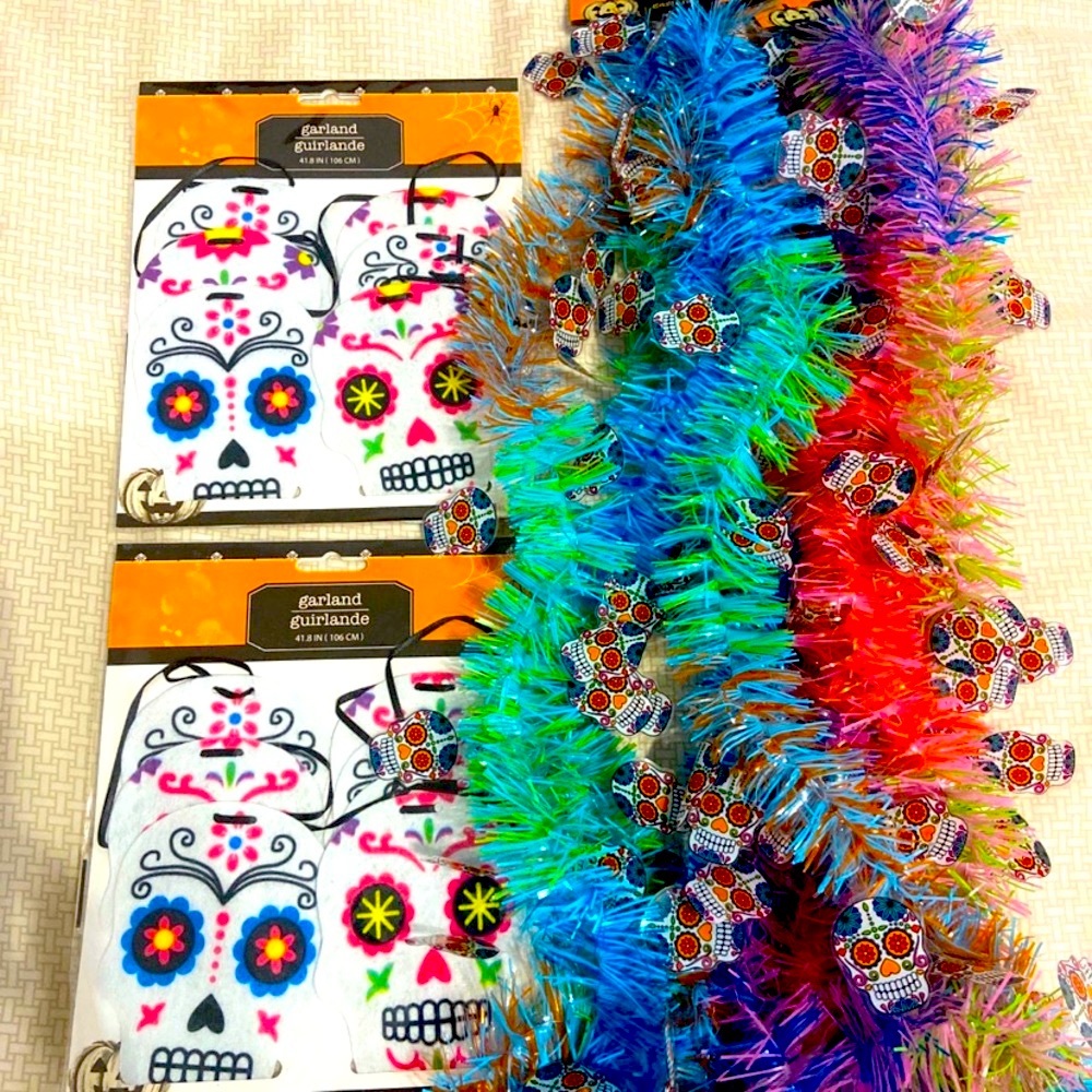 Day of Dead Sugar Skulls Dia De Los Muertos Halloween Decor Garland Bundle New